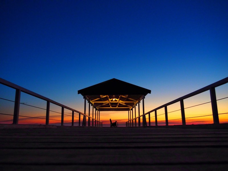 pier jetty silhouette and sunset 4k