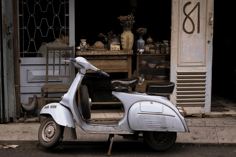 vespa motor vehicle scooter and street 4k