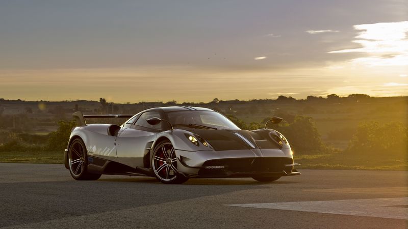 pagani, huayra, side view, road, 4k