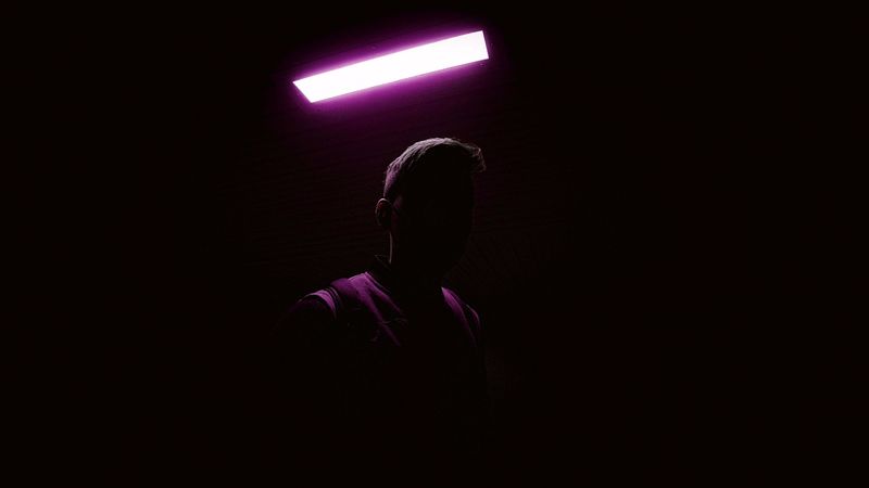 man, shadow, neon, glow, 4k