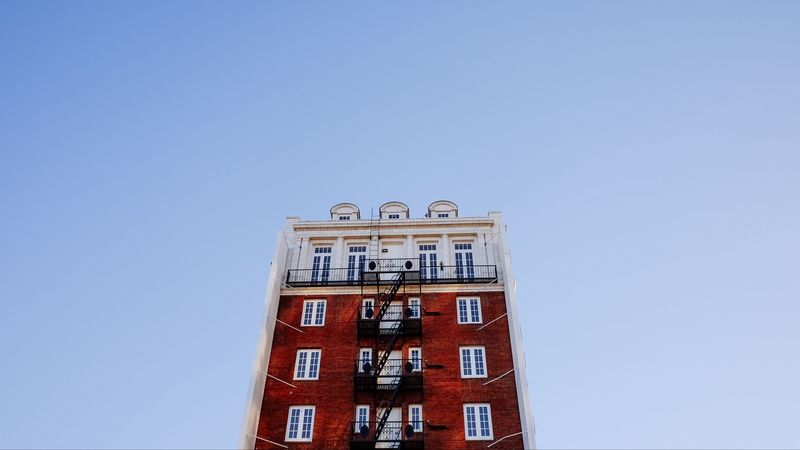 ladder, building, sky, 4k