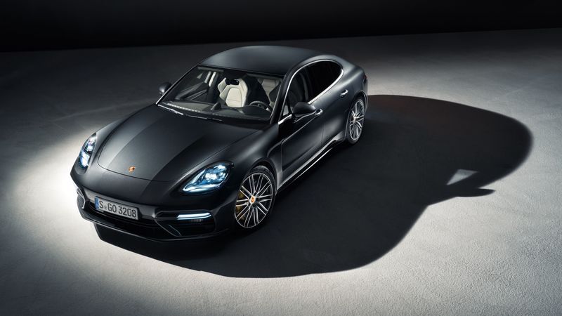 porsche, panamera, front view, shadow, 4k