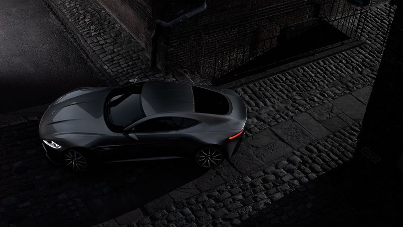 aston martin, db10, black, top view, 4k