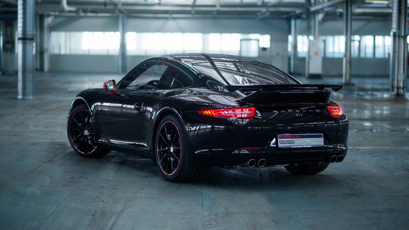 porsche, 911, carrera, black, side view, 4k