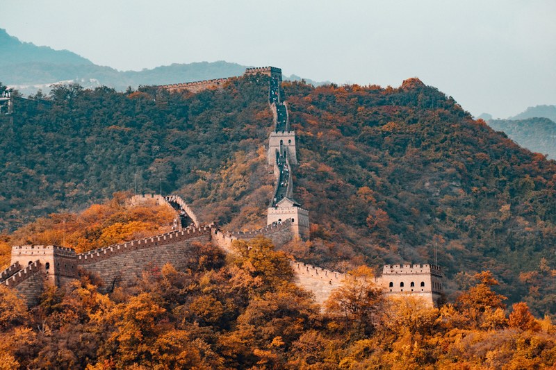 china great wall trees and forest 4k