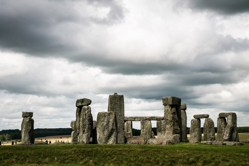 clouds over iconic stonehenge rock formations, stormy stonehenge 4k