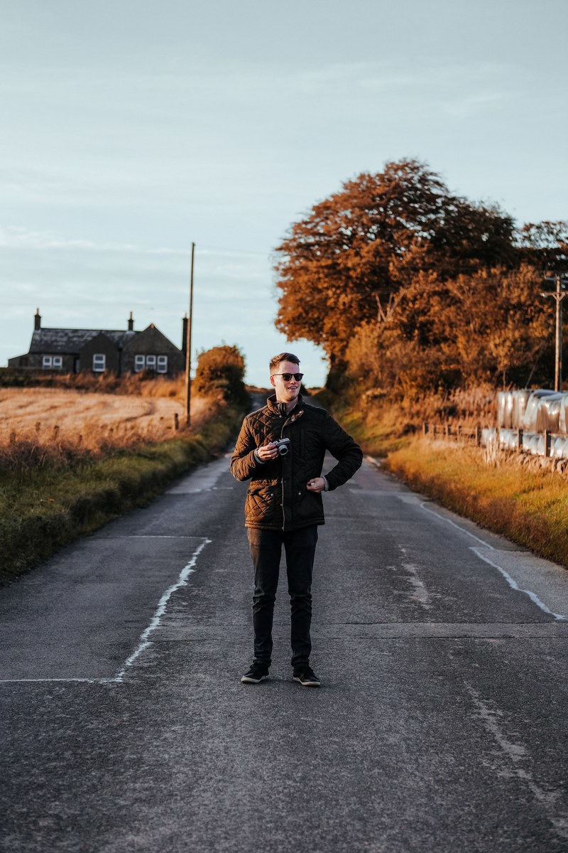portrait golden hour man and road hd, 4k
