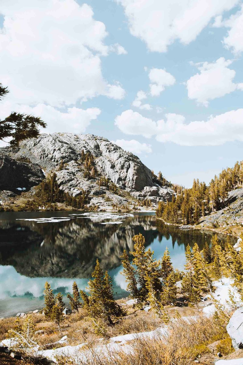 serene pond with green foliage and giant rocks surrounding, lets go for a dip 4k