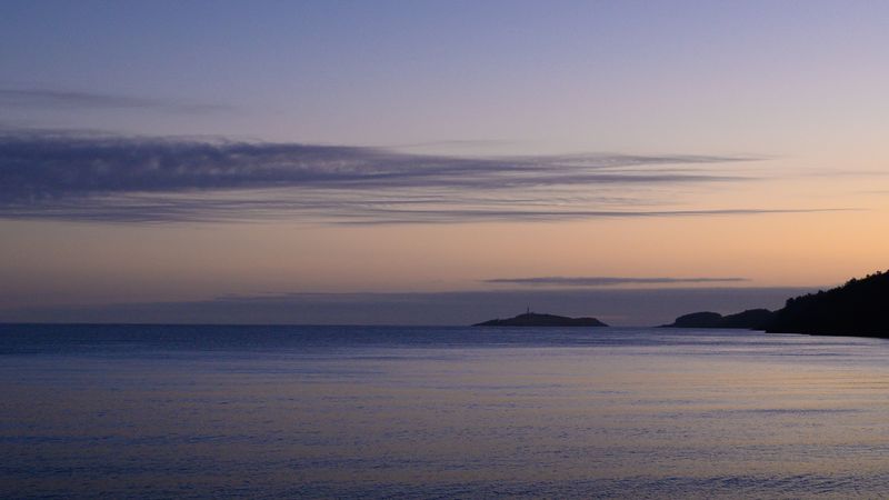 month, horizon, water, sky, 4k