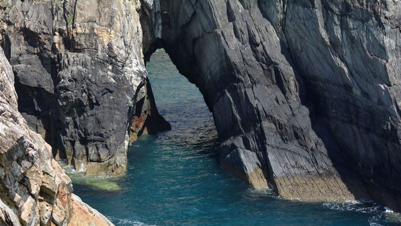 cliff, rocks, sea, 4k
