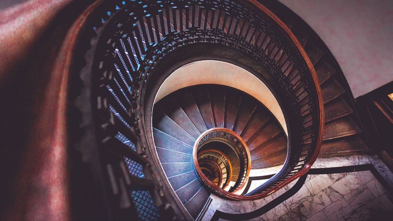 stairs, spiral, room, 4k