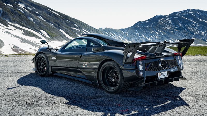 pagani, zonda, 750 lm, side view, black, 4k