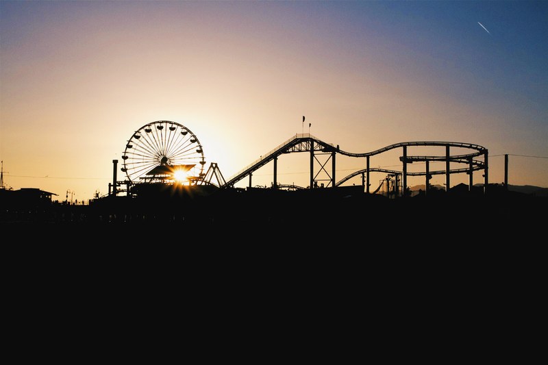 santa monica pier sunset and carnival 4k