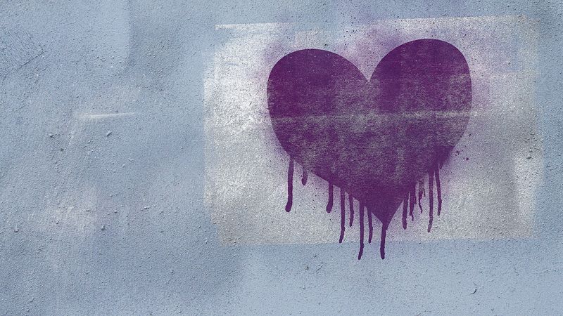 heart, graffiti, wall, 4k