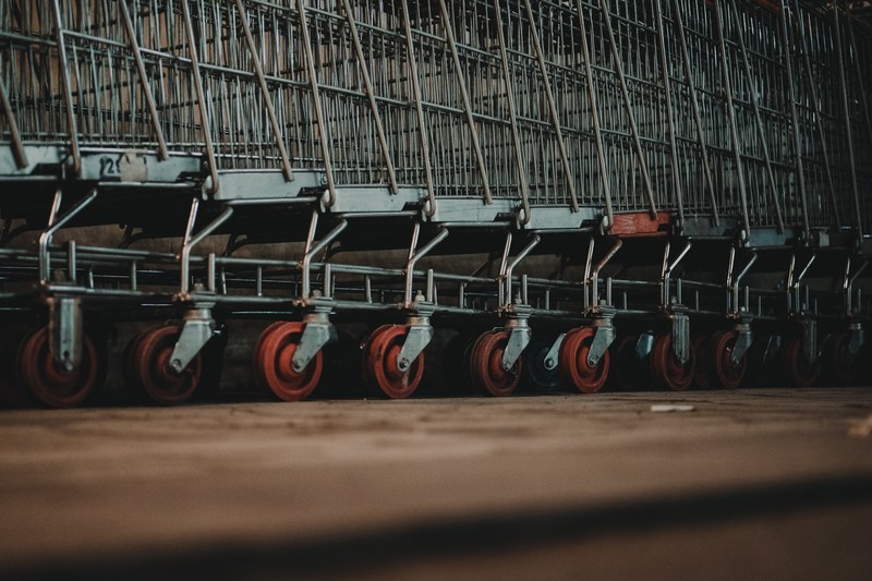 shopping trolley cart and supermarket 4k
