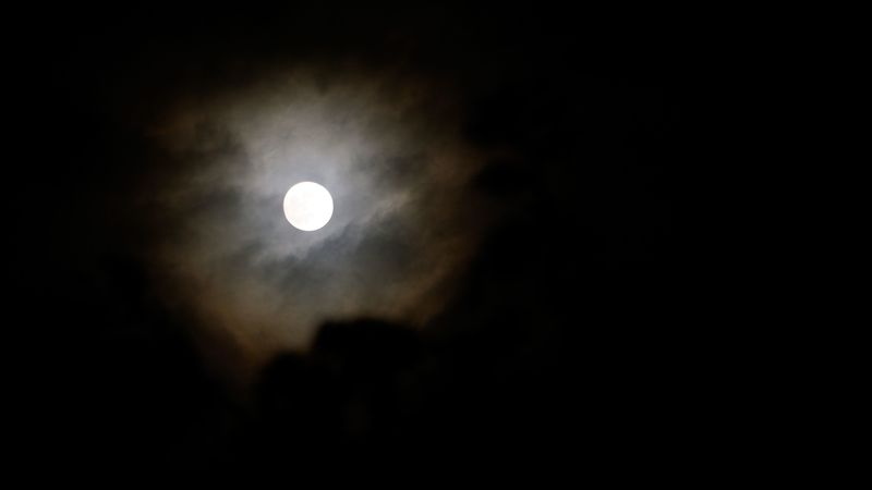 moon, cloudy, clouds, night, 4k