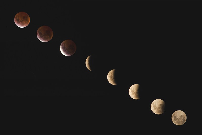 long exposure photograph of the phases of a lunar eclipse, bloody moon 4k
