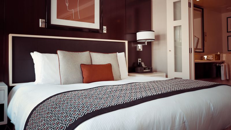 hotel, room, bed, furniture, design, interior, 4k