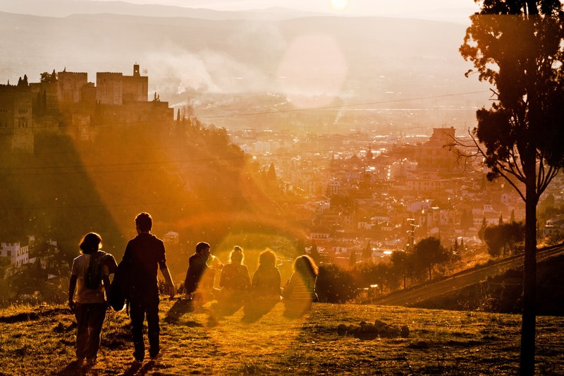 sunset in granada 4k