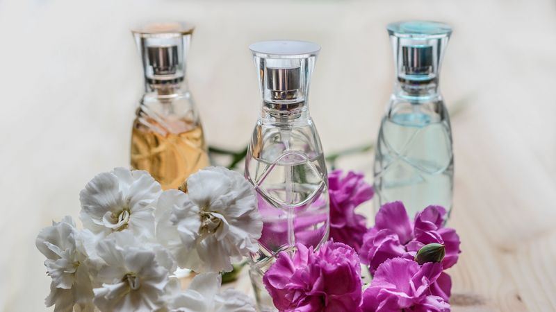 perfume, flowers, bottles, 4k