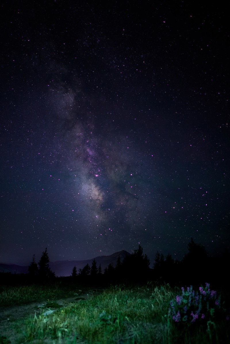 night star purple and milkyway hd, 4k