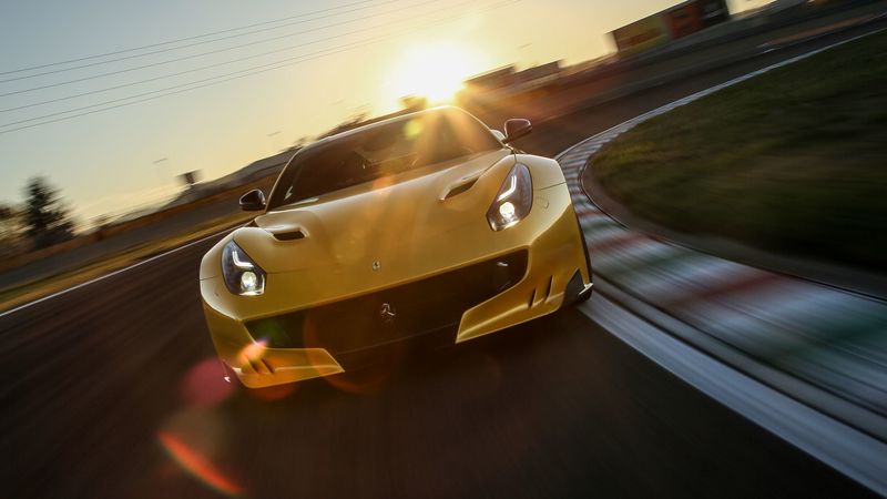 ferrari, f12, track, turn, 4k