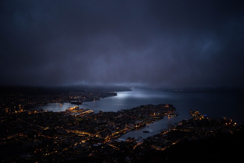 city stormy city light and storm cloud 4k