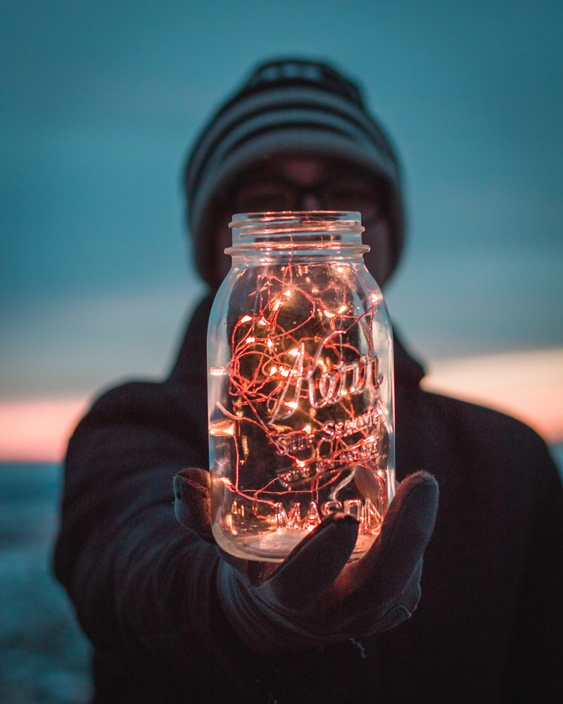 lights fairy lights jar and glass hd, 4k
