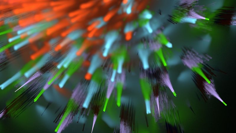 explosion, rays, fractal, colorful, 4k