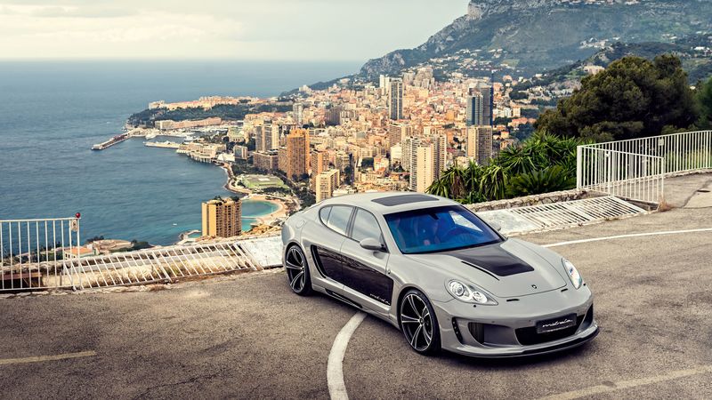 porsche, panamera, top view, car, 4k