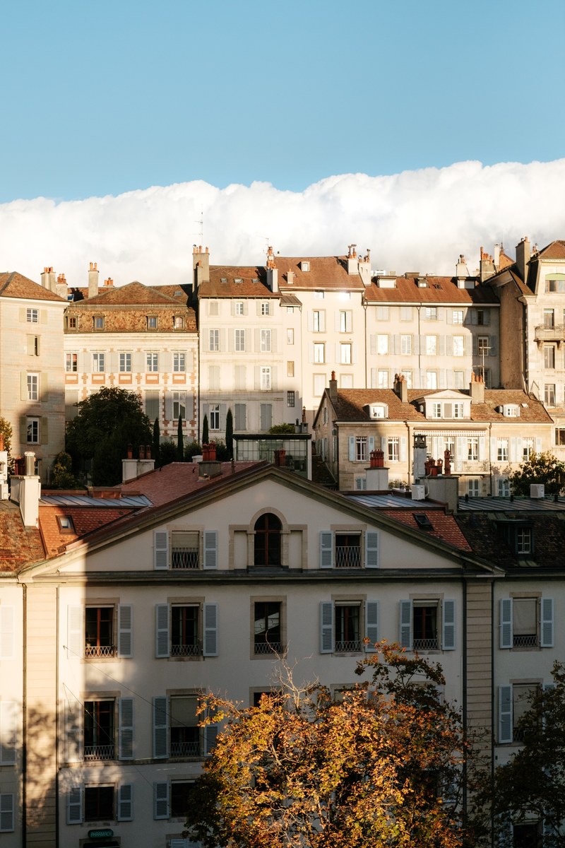 looking at a part of the geneva old town 4k