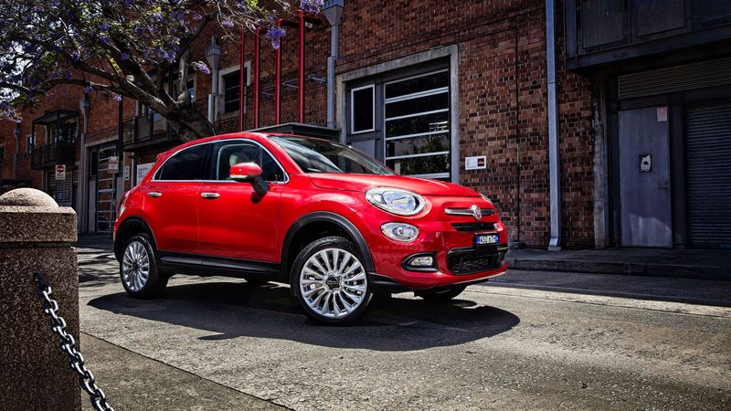 fiat, 500x, side view, red, 4k