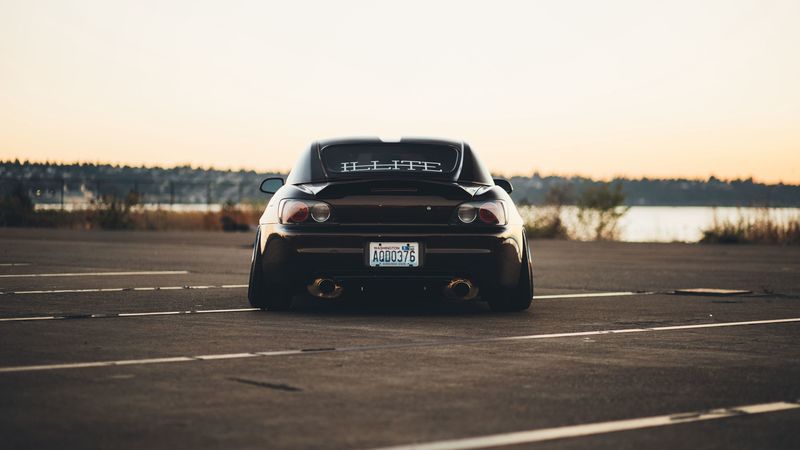 honda, s2000, rear view, black, 4k