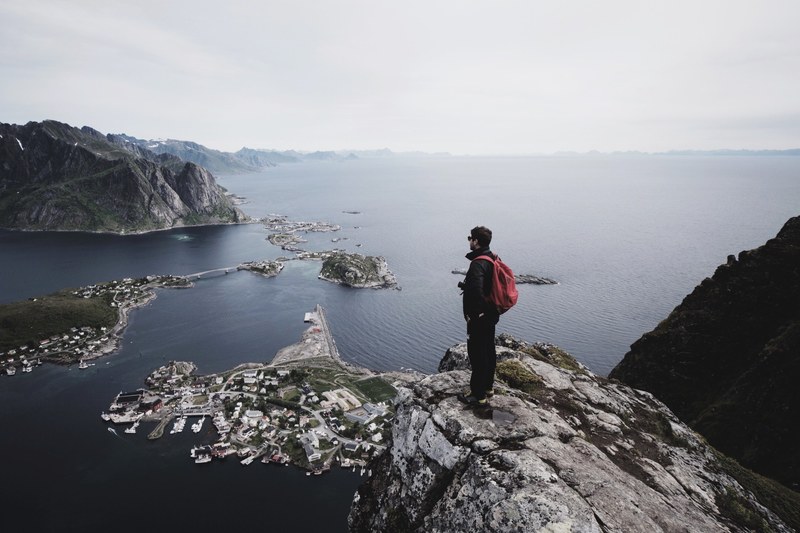 aerial view over lofoten norway 4k