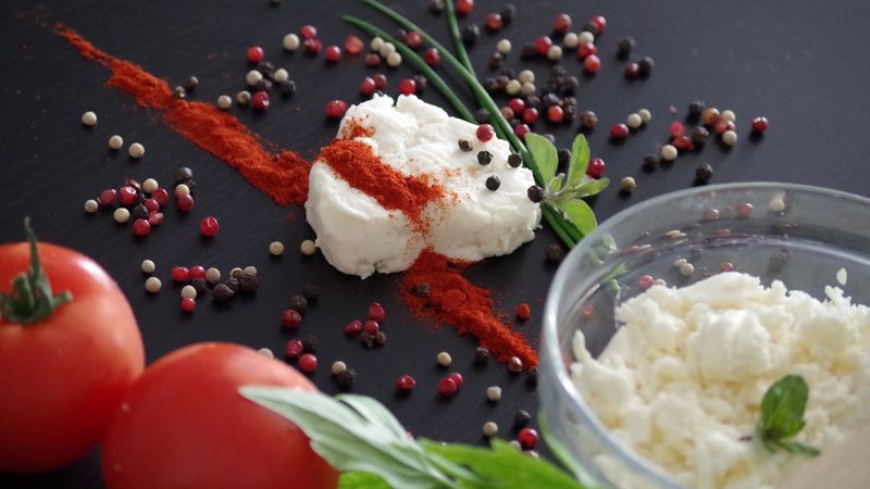 feta cheese, cheese, spices, 4k
