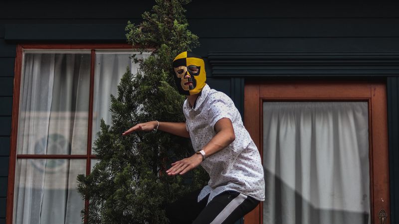 mask, jump, flight, guy, levitation, 4k