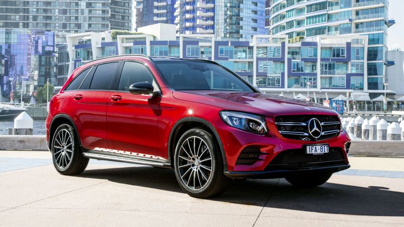 mercedes-benz, glc-class, x253, red, side view, 4k