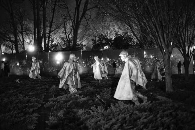 korean war memorial at night washington dc 4k