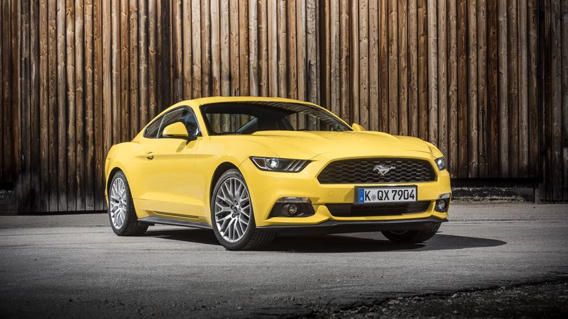 ford, mustang, gt, eu-spec, yellow, side view, 4k
