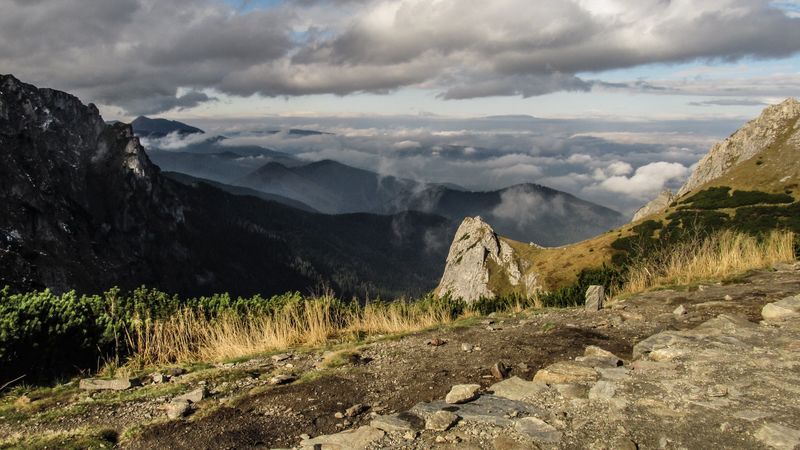 mountains, sky, landscape, rocks, 4k
