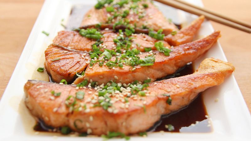 salmon, teriyaki, fish, meat, 4k