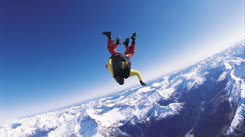 skydiver, fly, sky, clouds, 4k