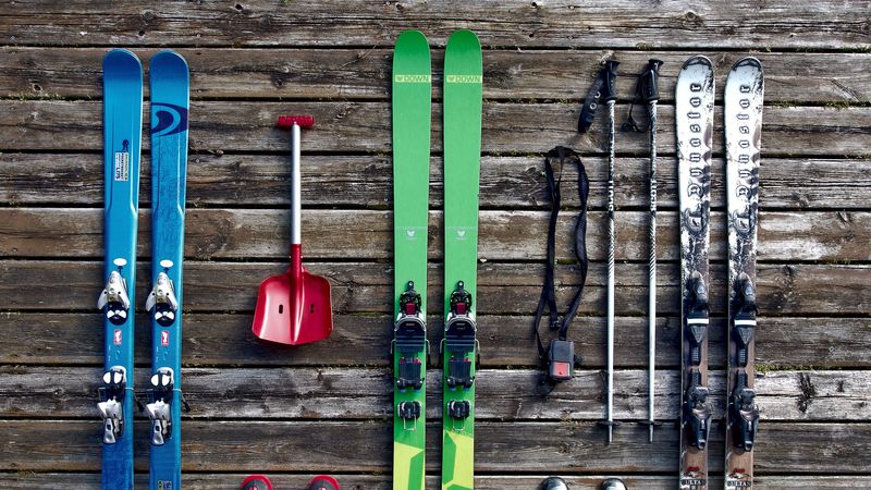 skis, equipment, boots, 4k