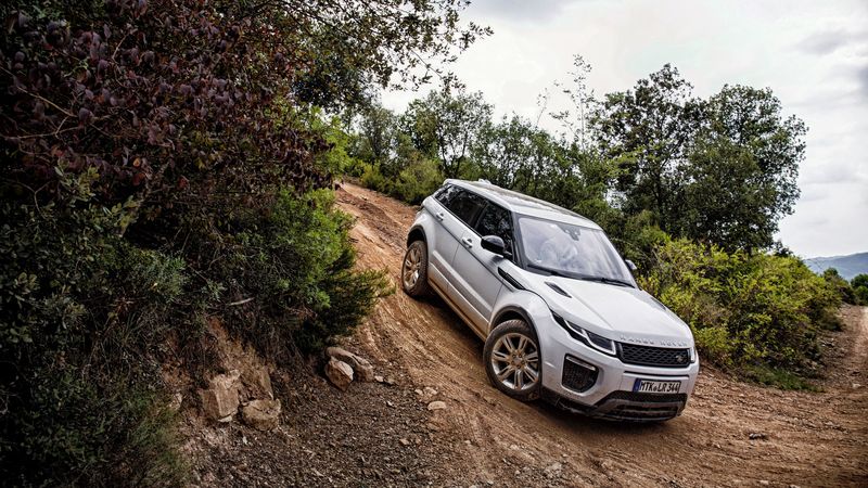 land rover, range rover, evoque, silver, descent, 4k