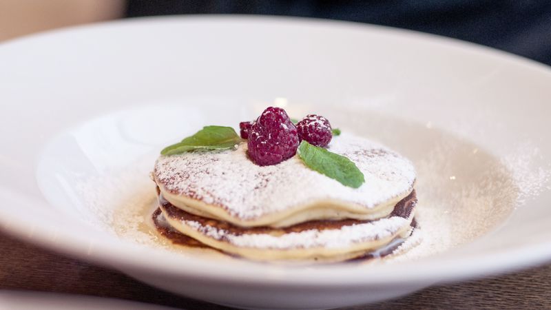 pancakes, raspberry, sprinkling, 4k