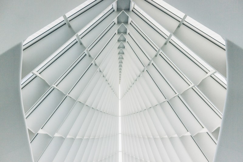 angular modern architecture with pattern at north art museum drive, white ceiling architecture 4k