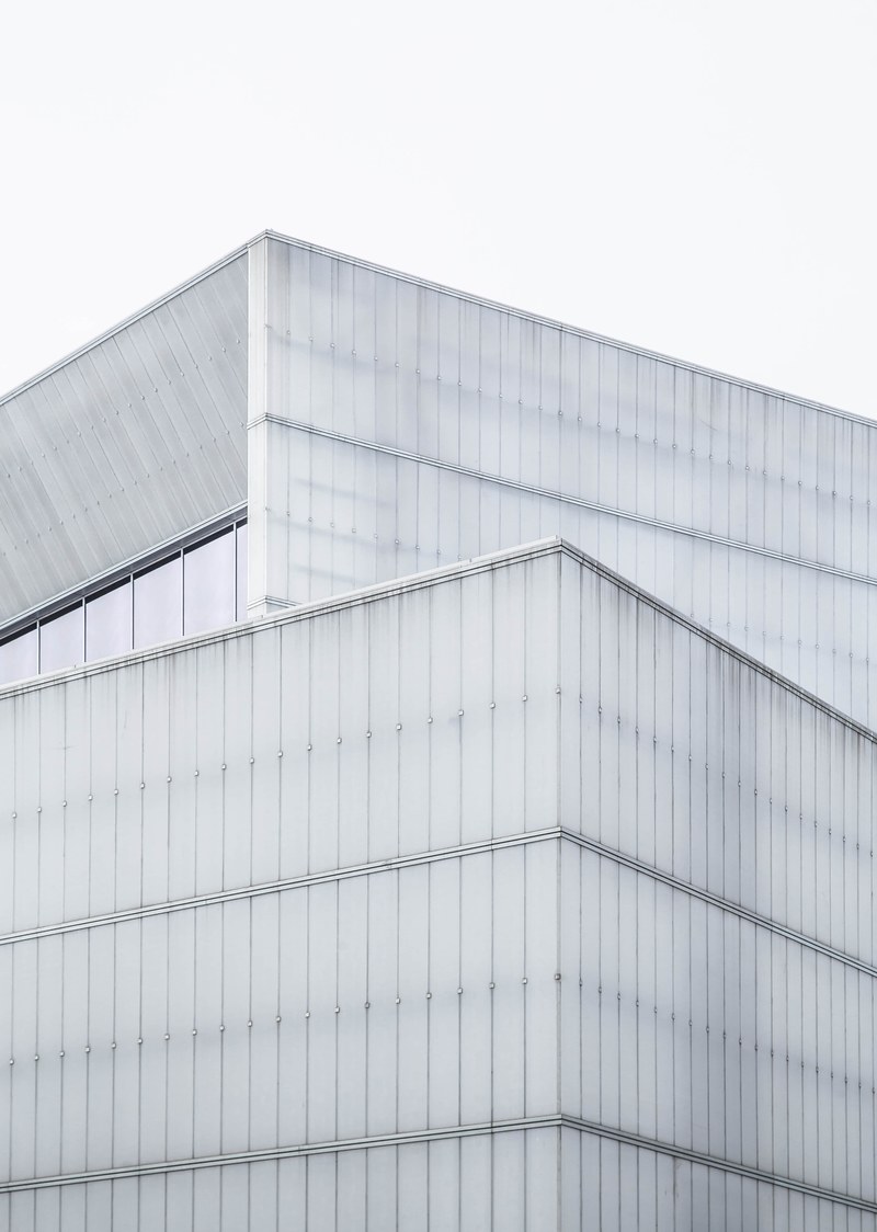 the top edge of a gray building facade, minimal gray facade edge 4k