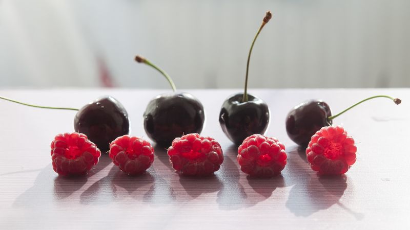 raspberry, cherry, berry, shadows, 4k