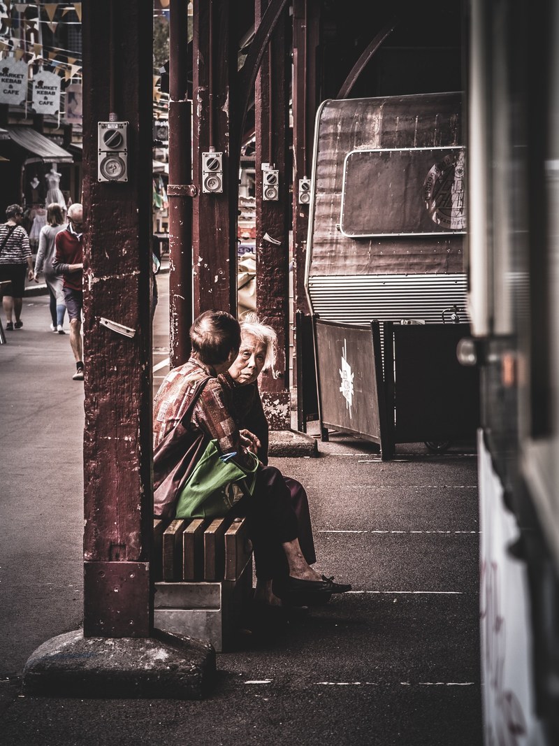 asian woman old woman woman and street life hd, 4k