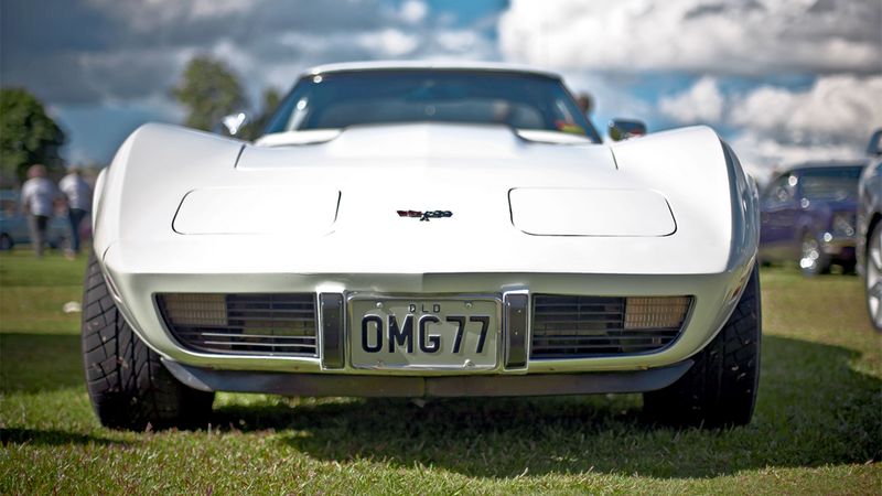 corvette, roadster, cars, front view, 4k